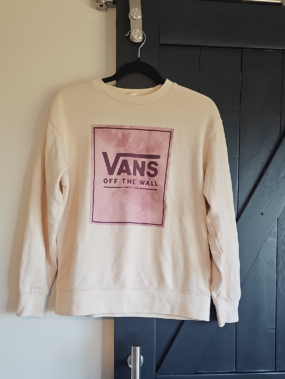 Vans Women’s Cream Crewneck with Pink Box Logo